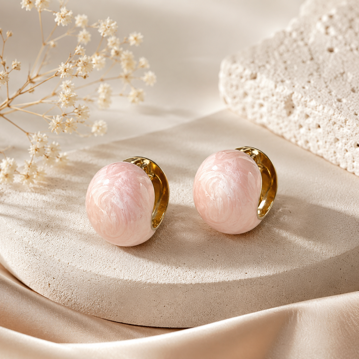 Round Ball Hoop Earrings