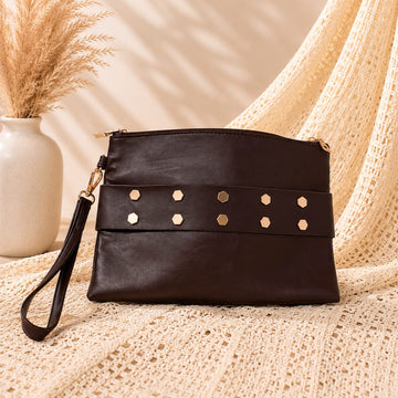 Vintage Clutch Purse Coffee Brown