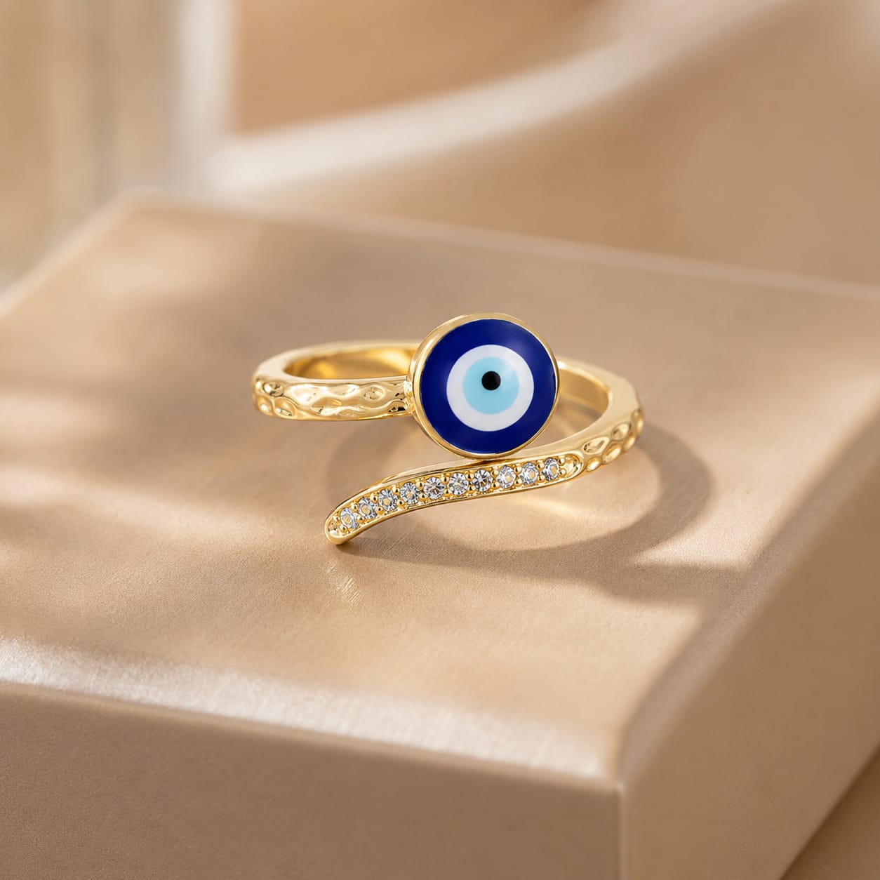 Sparkling Evil Eye Open Ring
