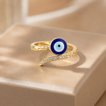 Sparkling Evil Eye Open Ring