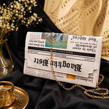 Newspaper Print Korean Shoulder Bag