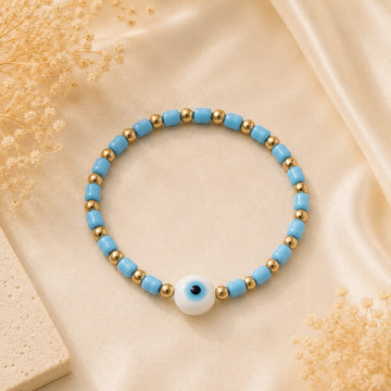 Blue Beaded Charm Bracelet
