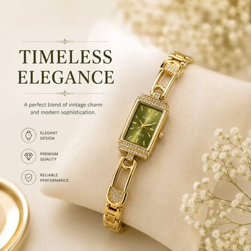 Vintage Emerald Green Rectanle Watch