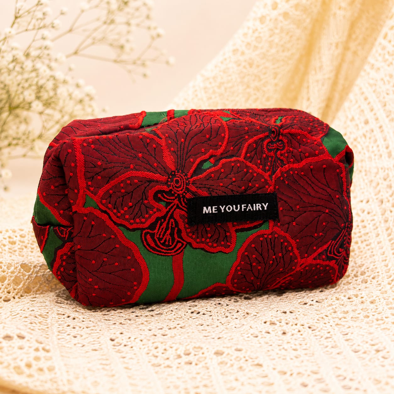 Pomegranate Floral Makeup Bag