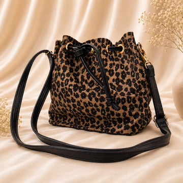 Leopard Print Mini Bucket Bag