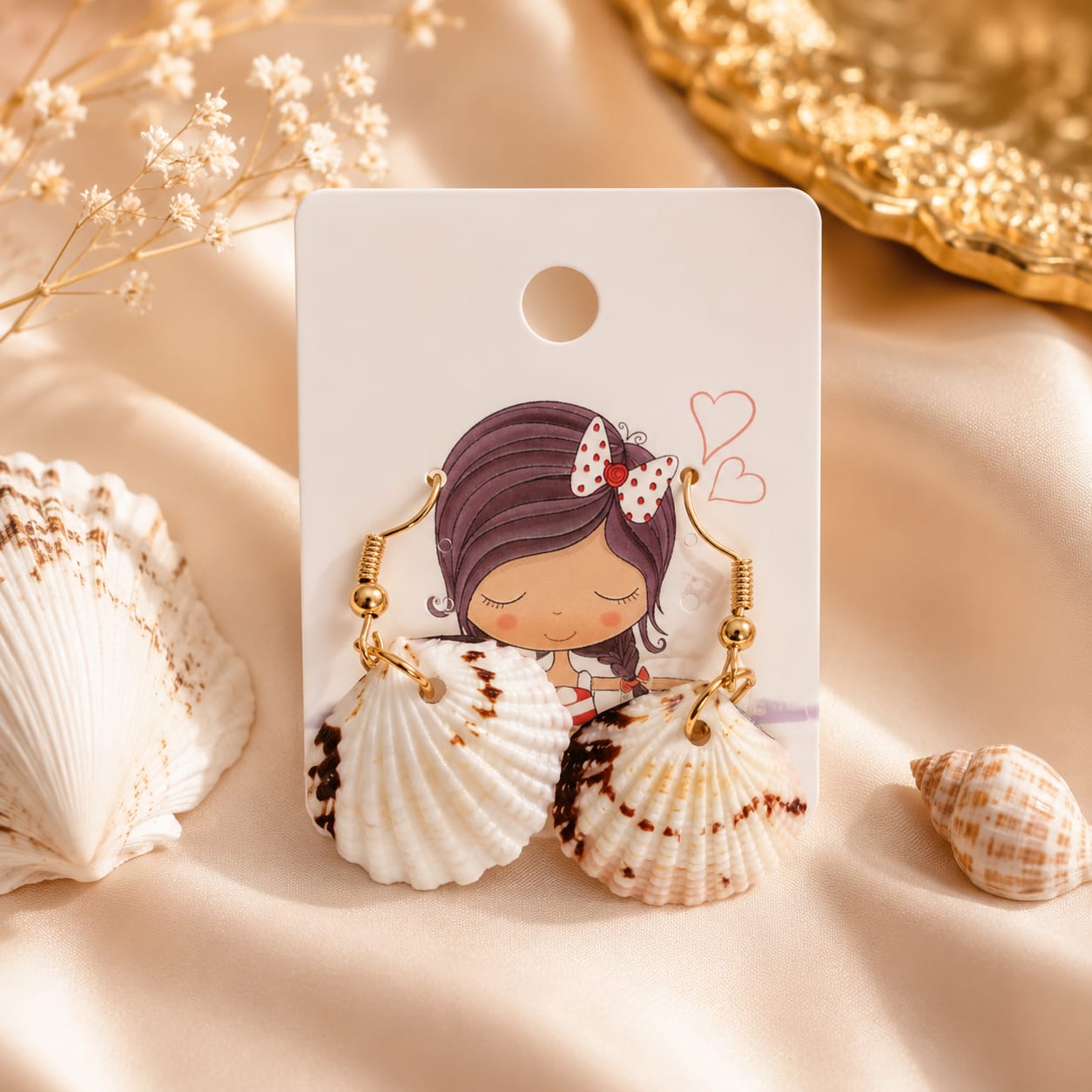 Scalllop Shell Drop Earrings