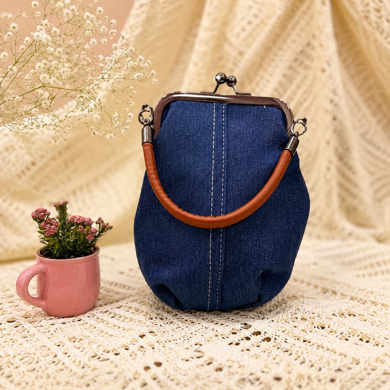 Vintage Denim Crossbody Bag