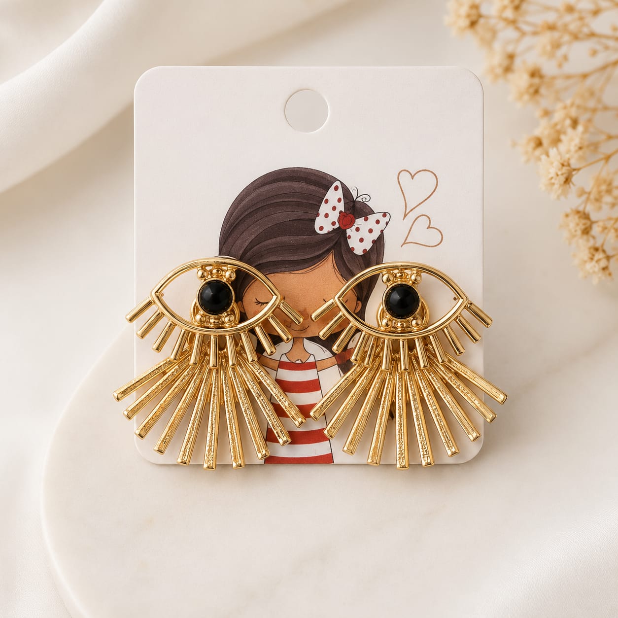 Devils Eye Black Zirconia Stud Earrings