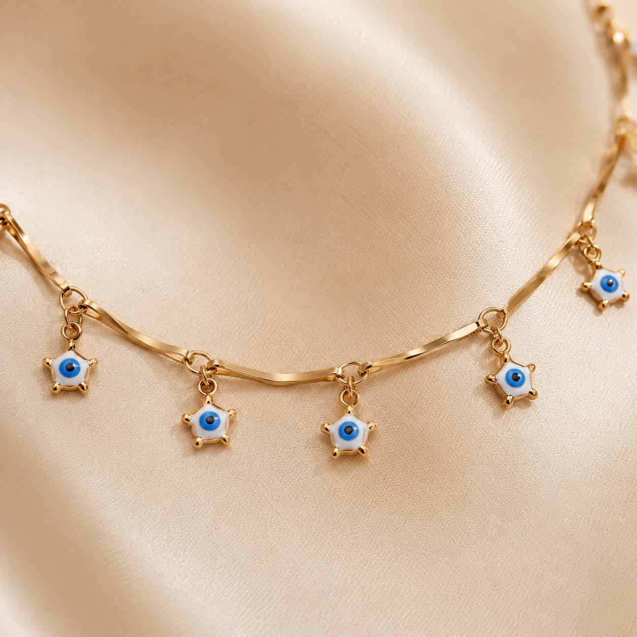 Blue & White Star Devil,s Eye Necklace