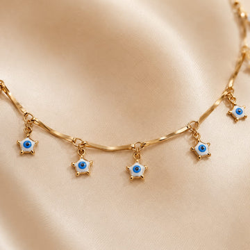Blue & White Star Devil,s Eye Necklace