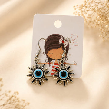 Sun Décor Evil Eye Dangle Earrings