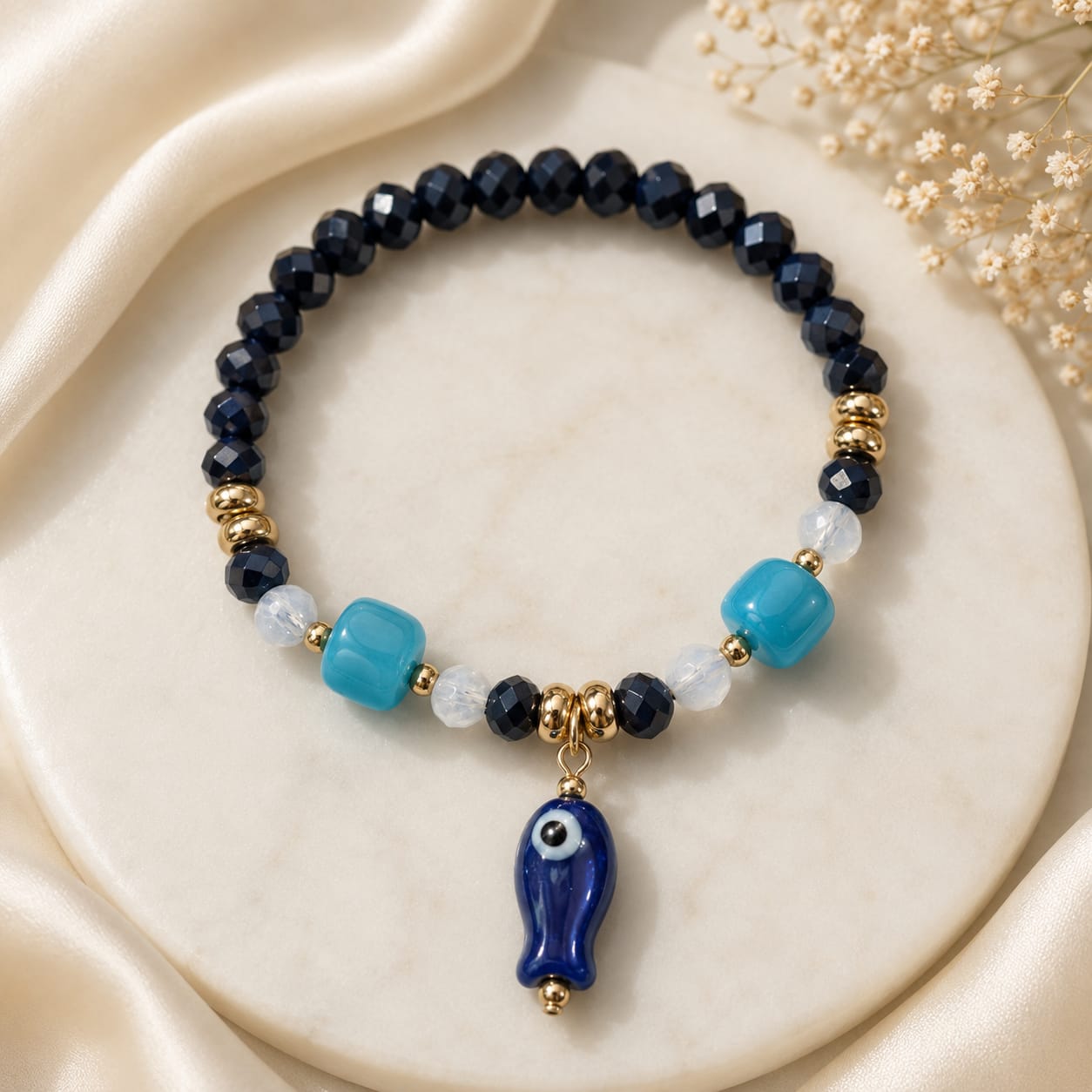 Elegant Evil Eye Beaded Bracelet