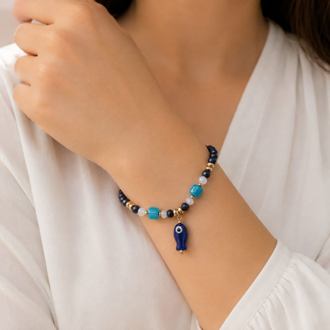 Elegant Evil Eye Beaded Bracelet