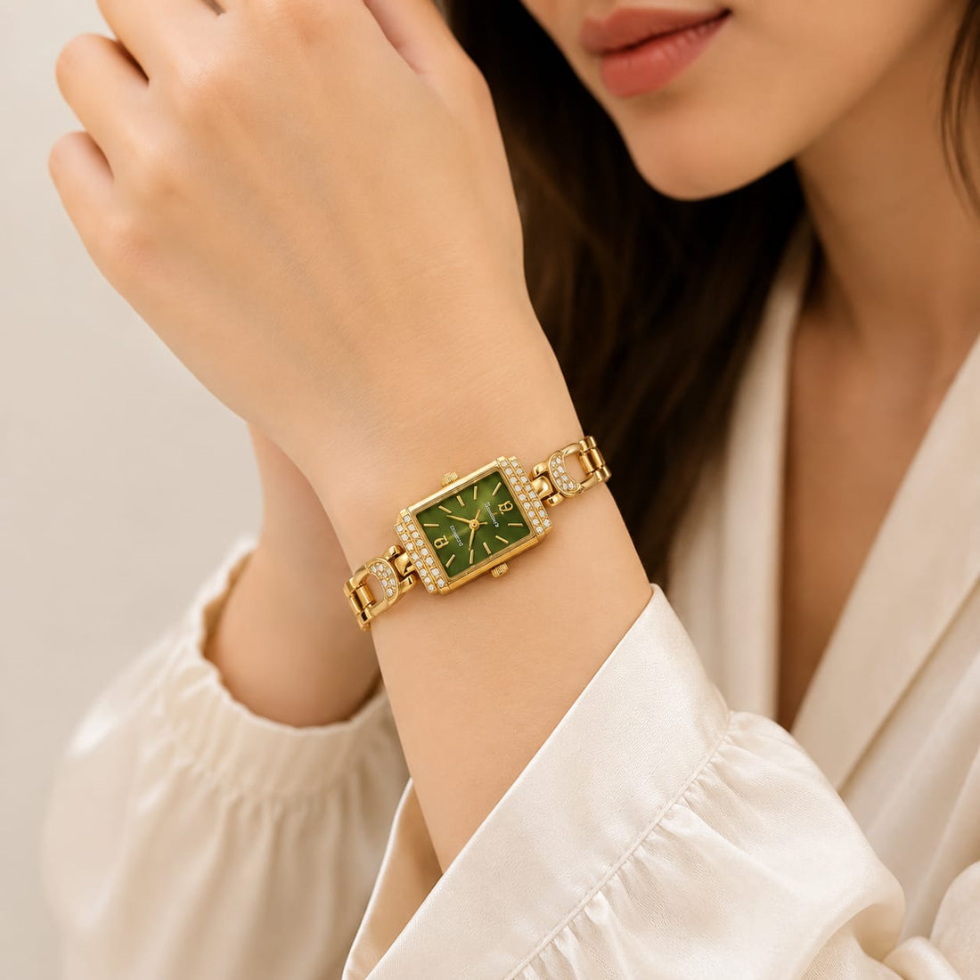 Vintage Emerald Green Rectanle Watch