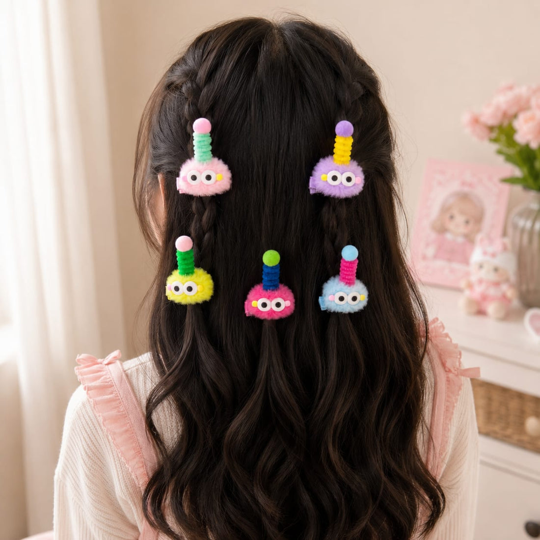 Multicolor 5 Pcs Cute Plus Monster Hair Clips