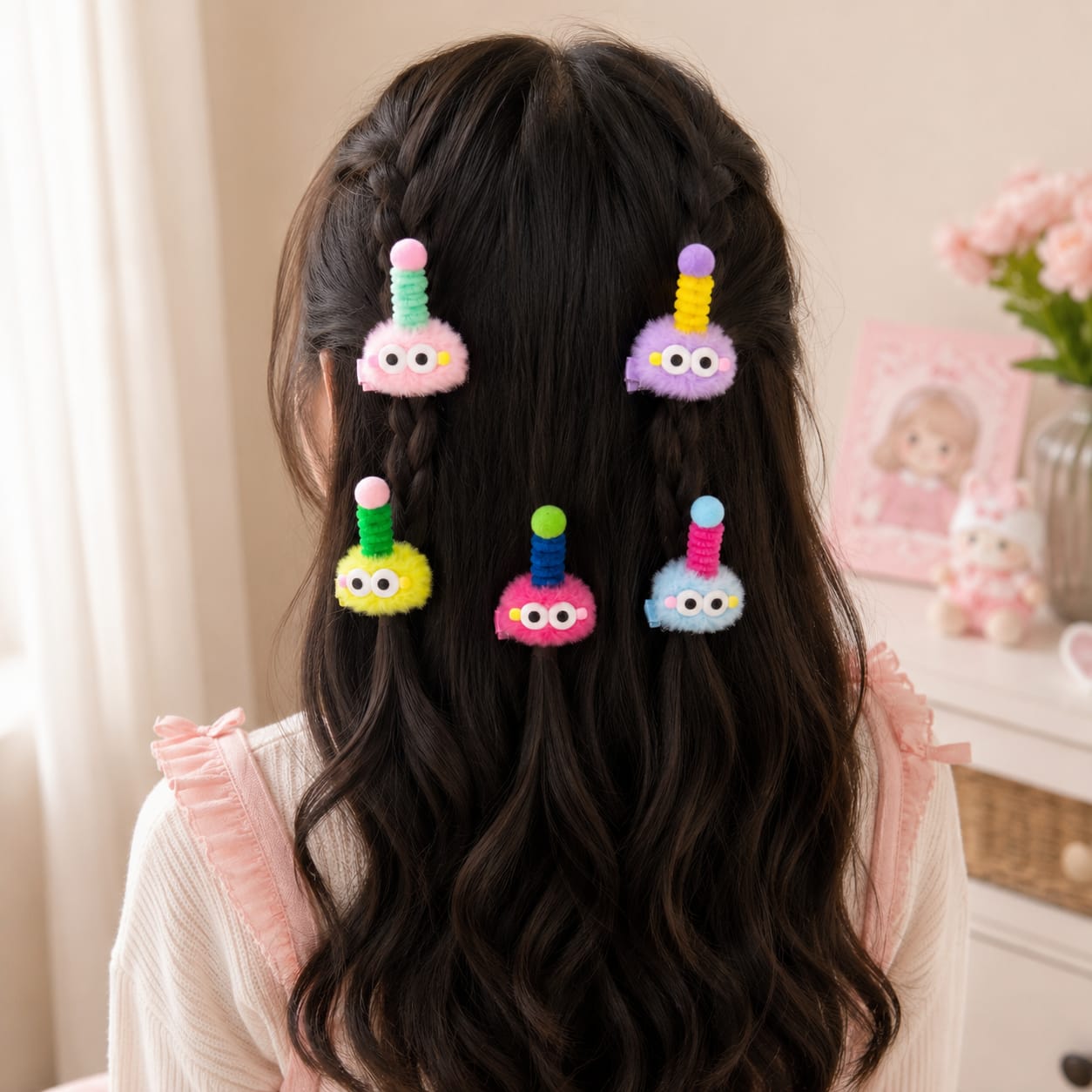 Multicolor 5 Pcs Cute Plus Monster Hair Clips