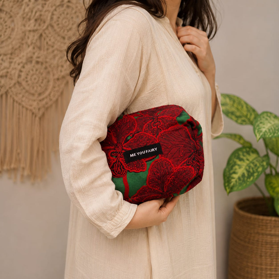 Pomegranate Floral Makeup Bag