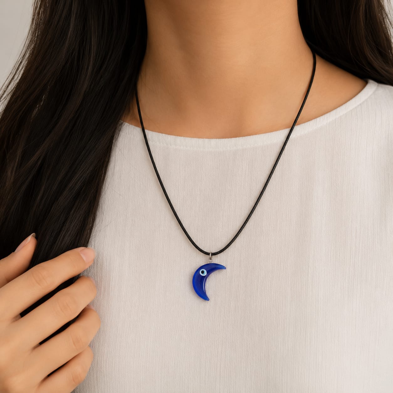 Turkish Evil Eye Moon Necklace