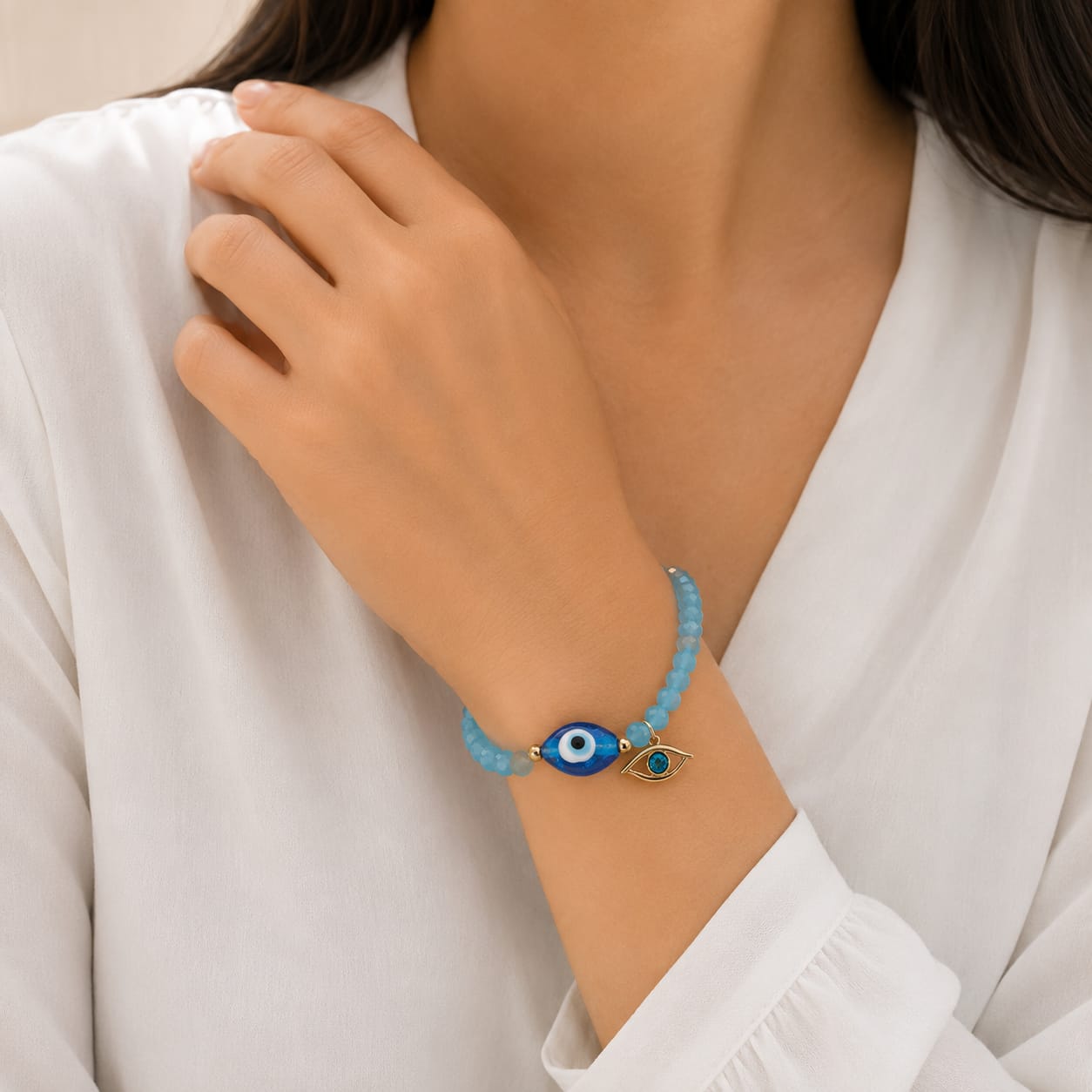Minimalist Evil Eye Charm Bracelet