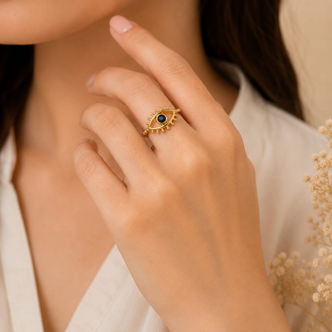 European & American Lucky open Evil Eye Ring
