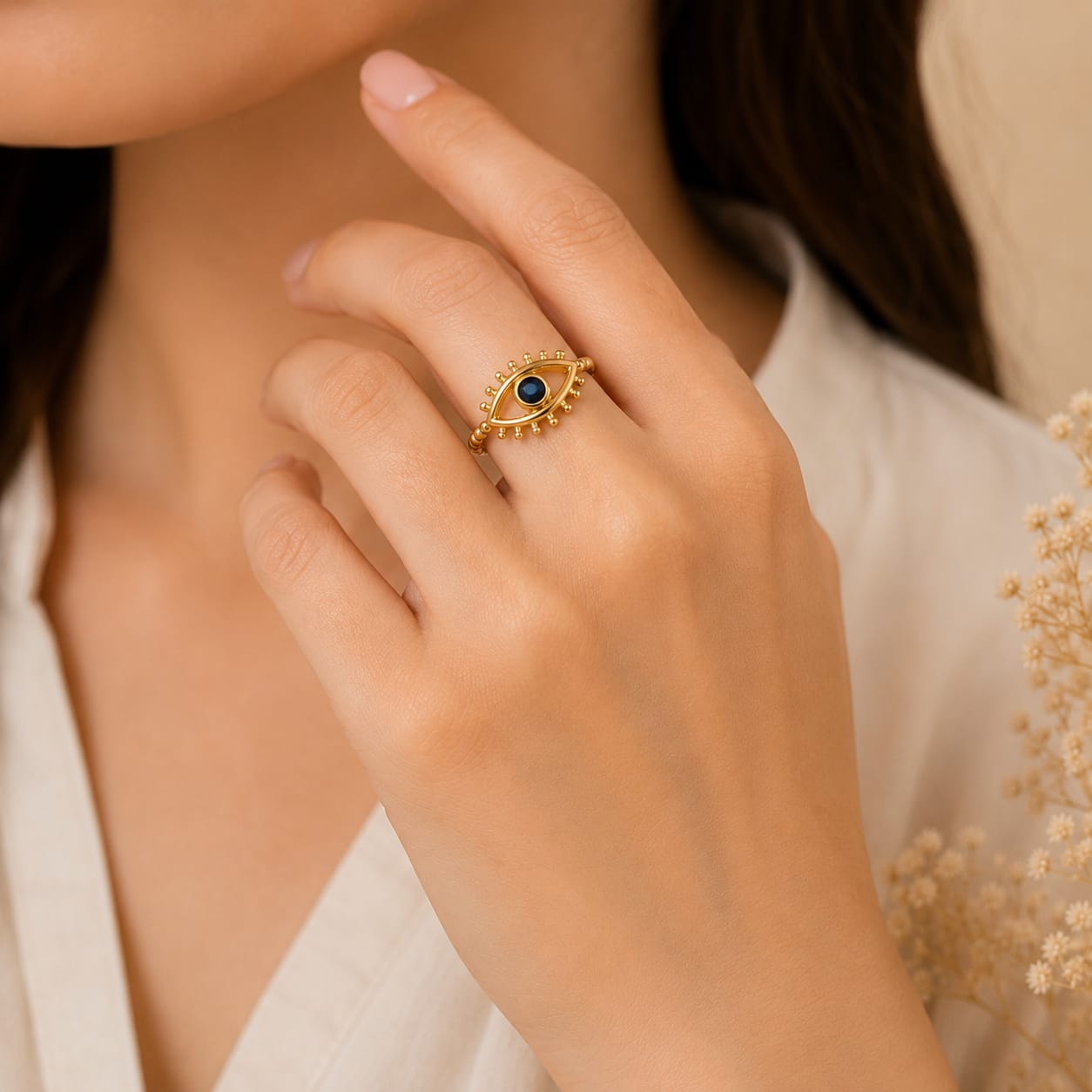 European & American Lucky open Evil Eye Ring