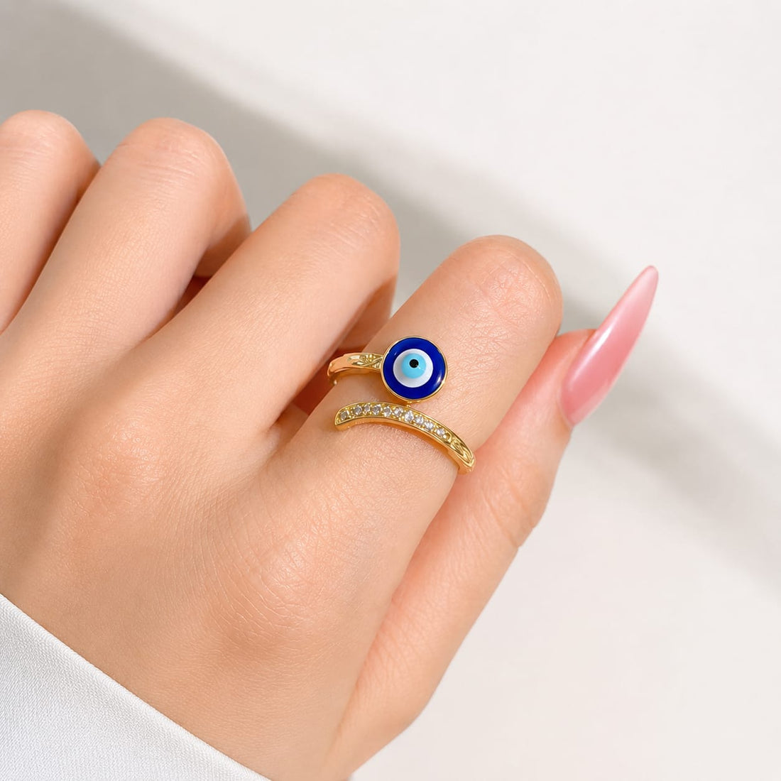 Sparkling Evil Eye Open Ring