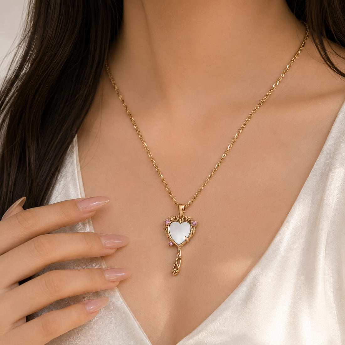 Magic Mirror & Dopamine molecule Pendant Necklace