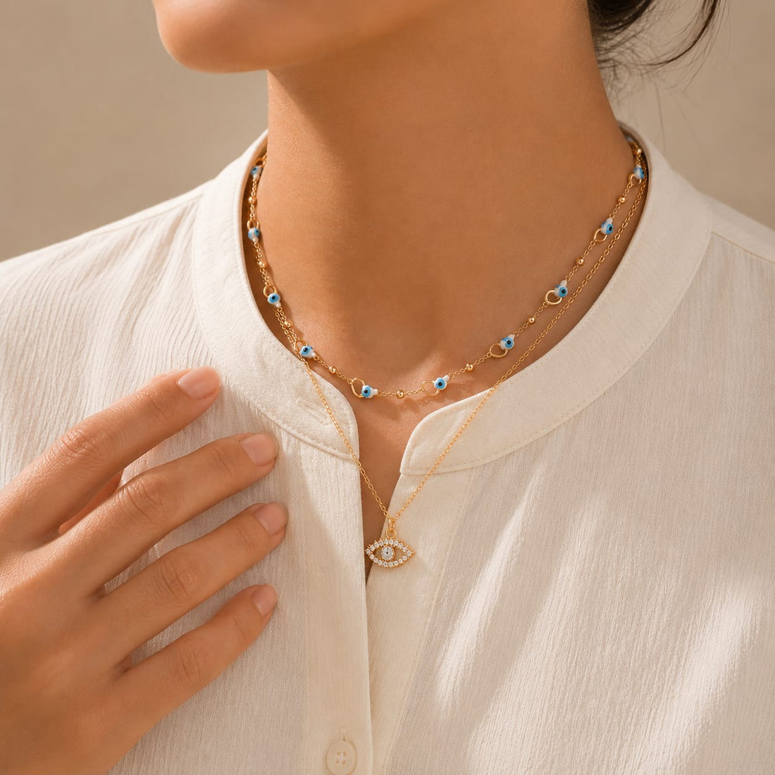 2PcsSet Evil Eye Chain