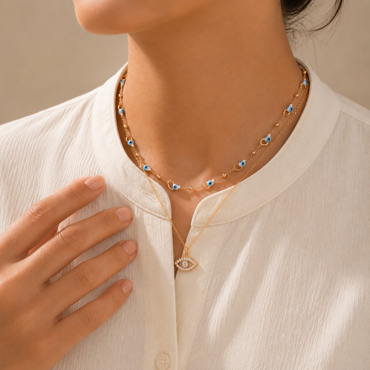 2PcsSet Evil Eye Chain
