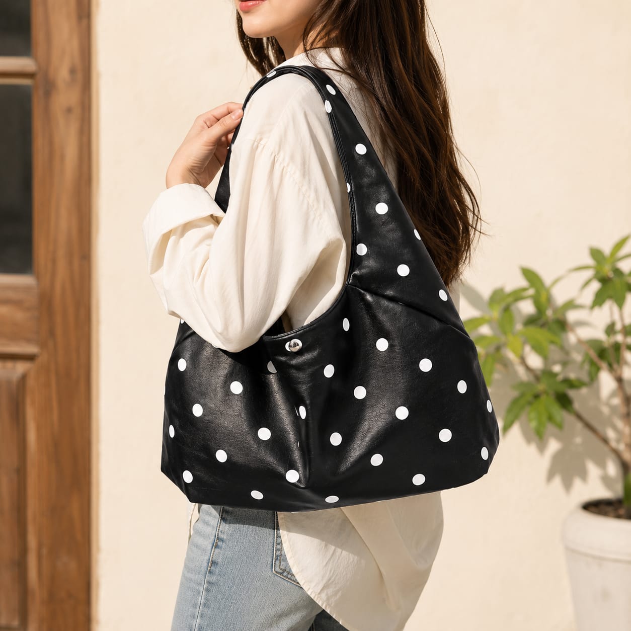 Korean Style Polka Dot Tote Bag