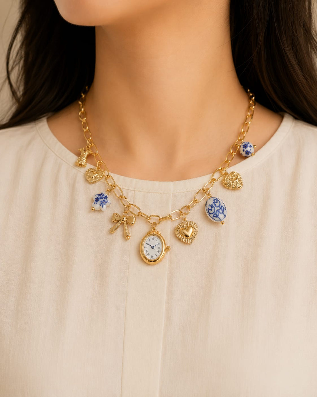 Handmade Floral Heart Locket Charm Necklace