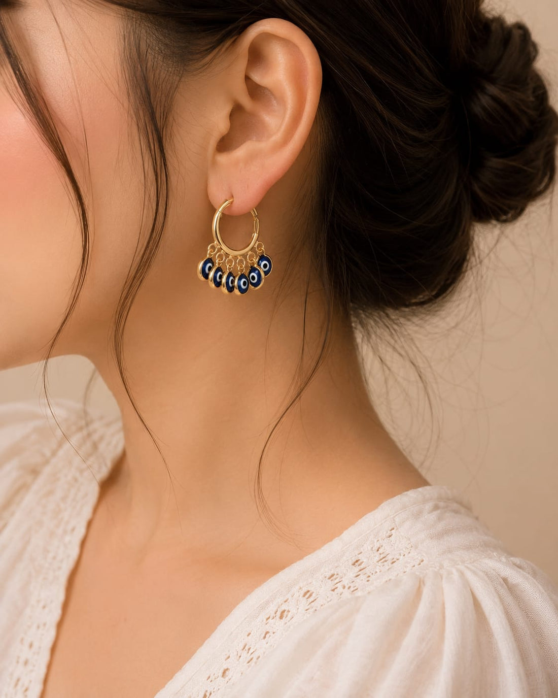 Fashion Blue Eye Pendant Earrings