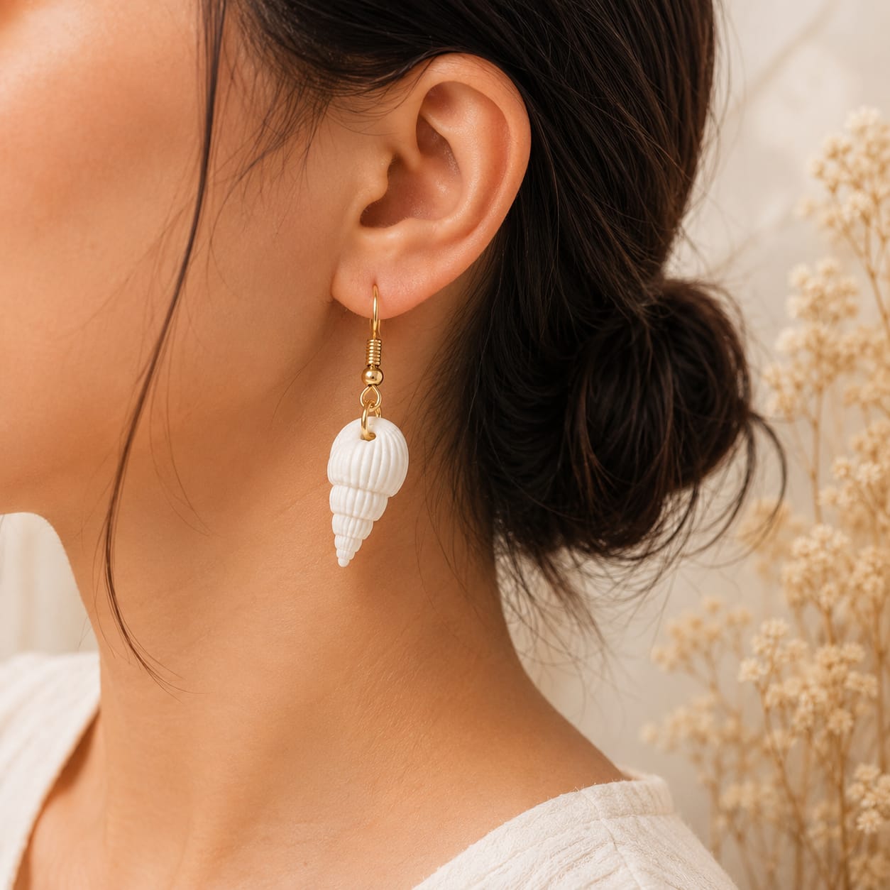 Elegant White Shell Drop Earrings
