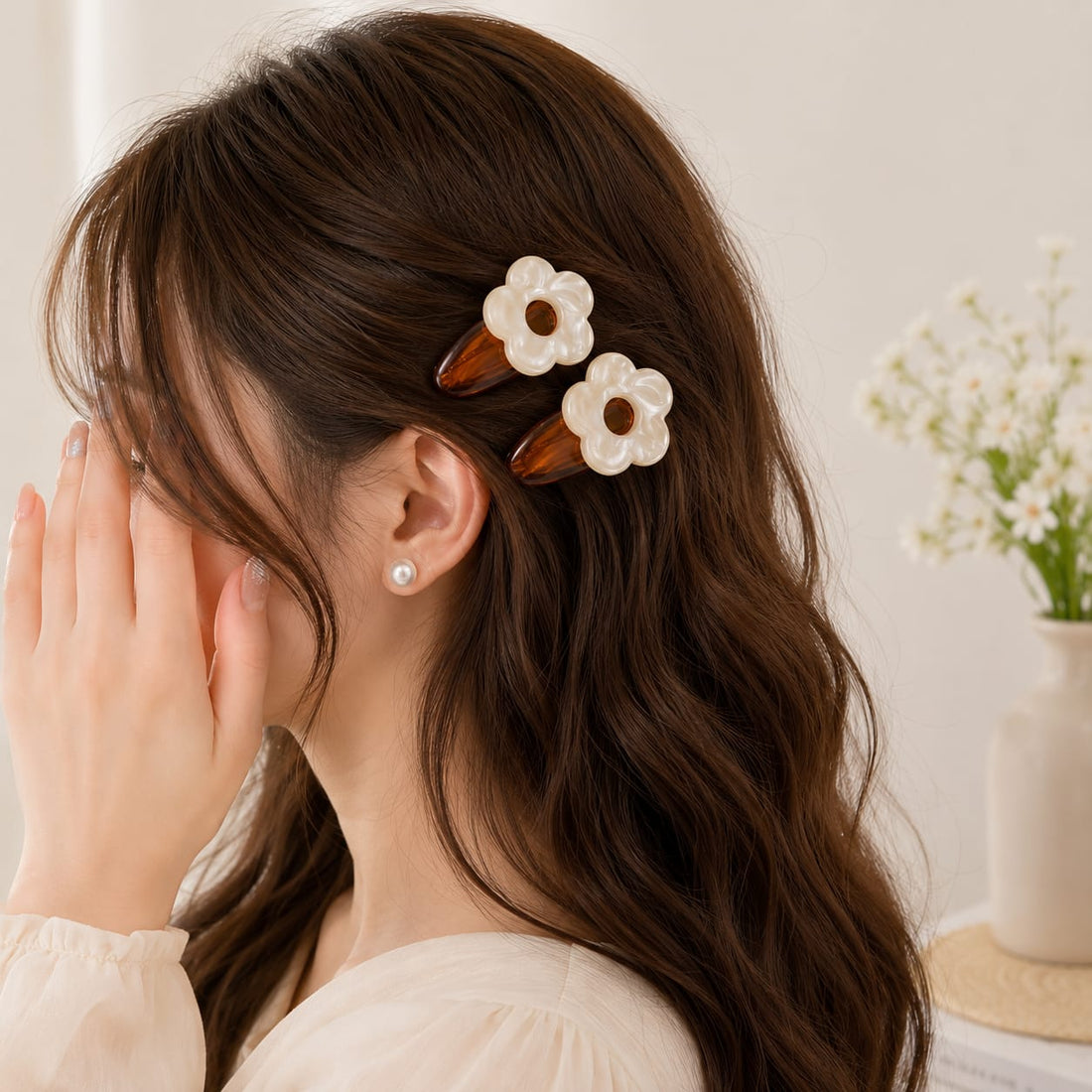 2Pcs Flower Shaped Women Hair Pins