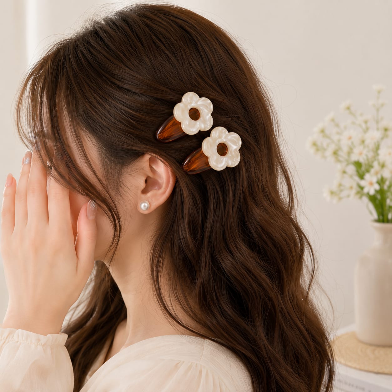 2Pcs Flower Shaped Women Hair Pins