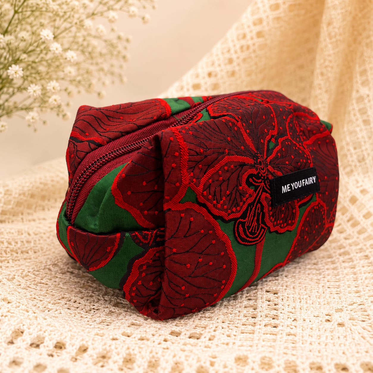 Pomegranate Floral Makeup Bag