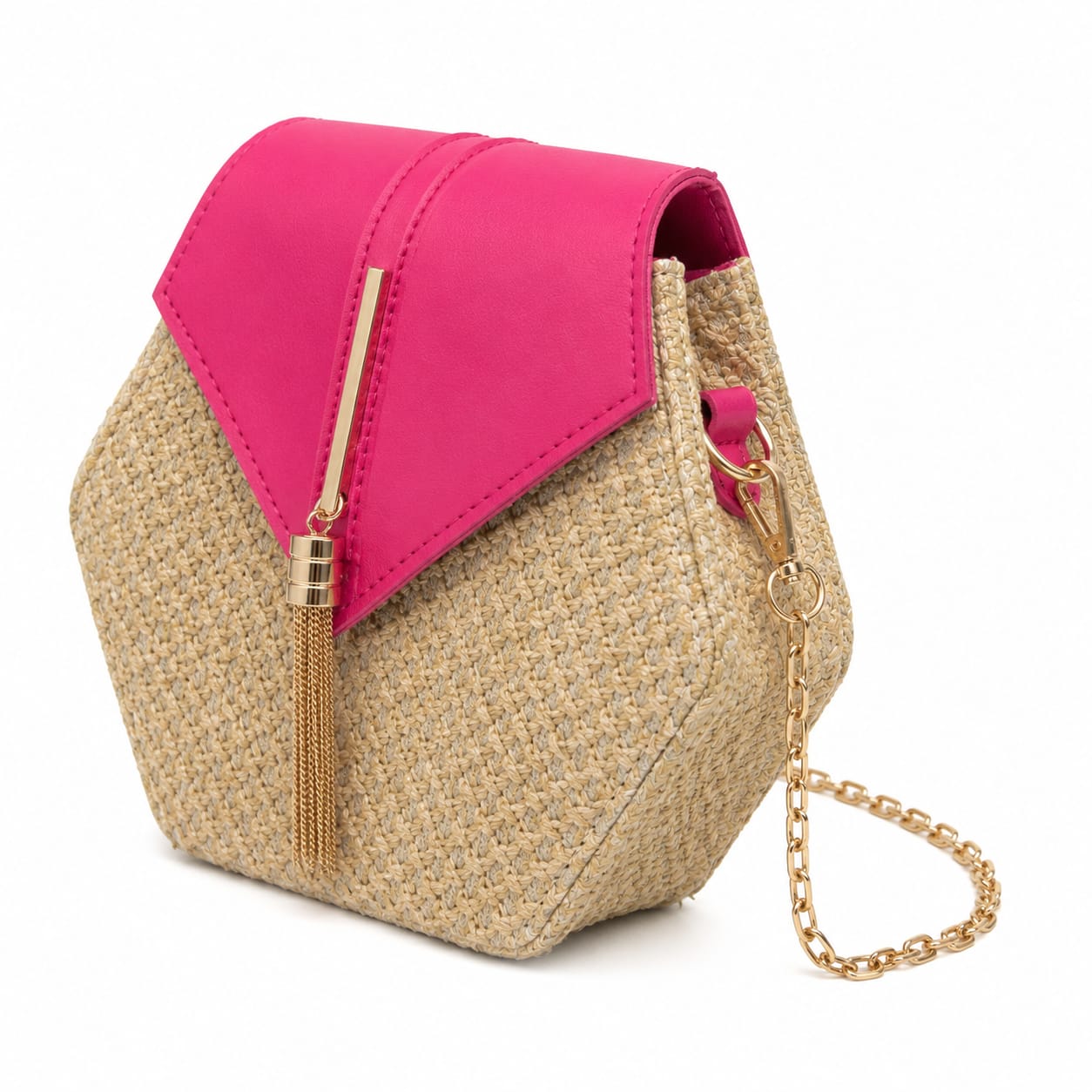 Hexagonal Woven Cross body Bag