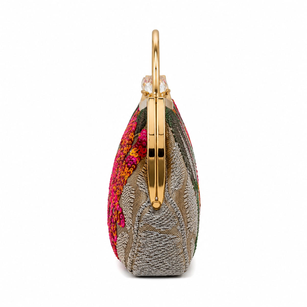 Embroidered Floral Tulle & Sequin Patchwork Retro chic Clutch Bag