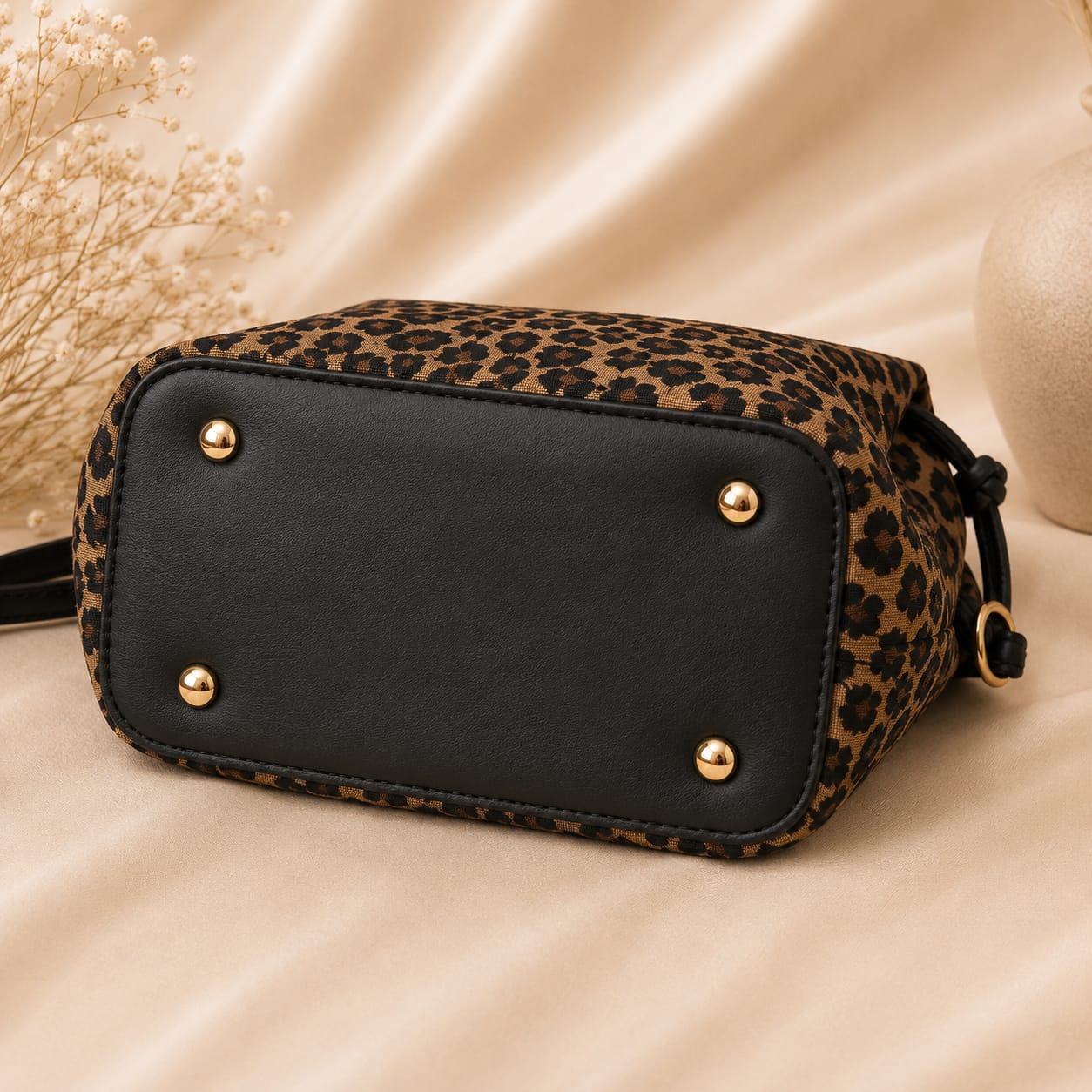 Leopard Print Mini Bucket Bag