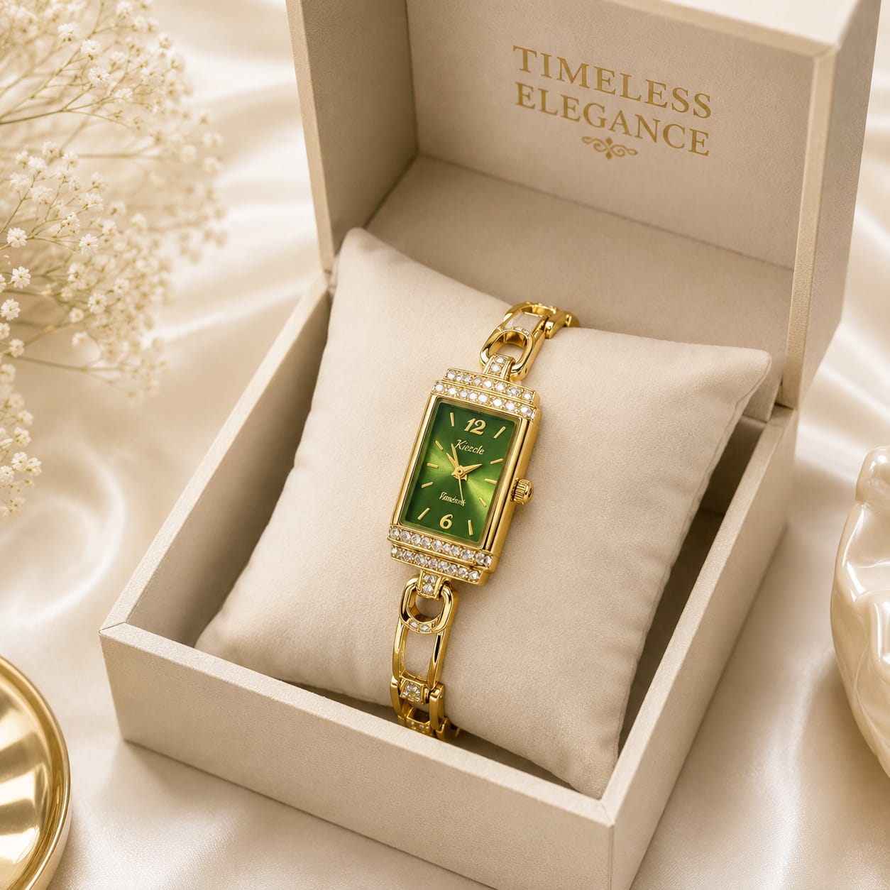 Vintage Emerald Green Rectanle Watch