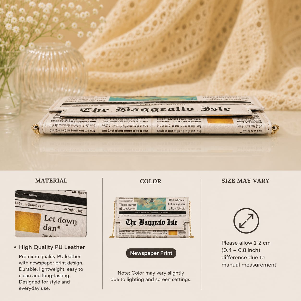 Newspaper Print Korean Shoulder Bag