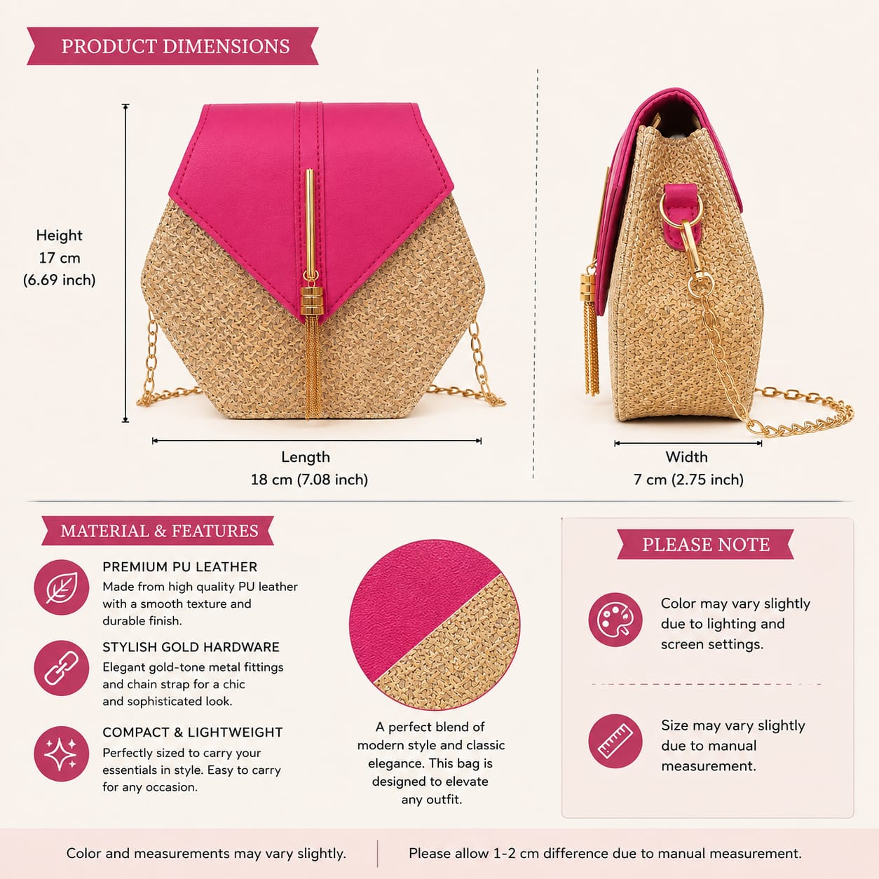 Hexagonal Woven Cross body Bag
