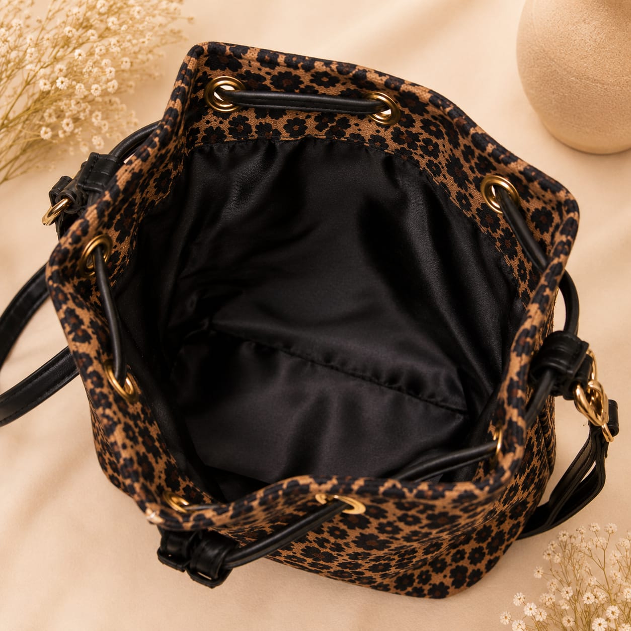 Leopard Print Mini Bucket Bag