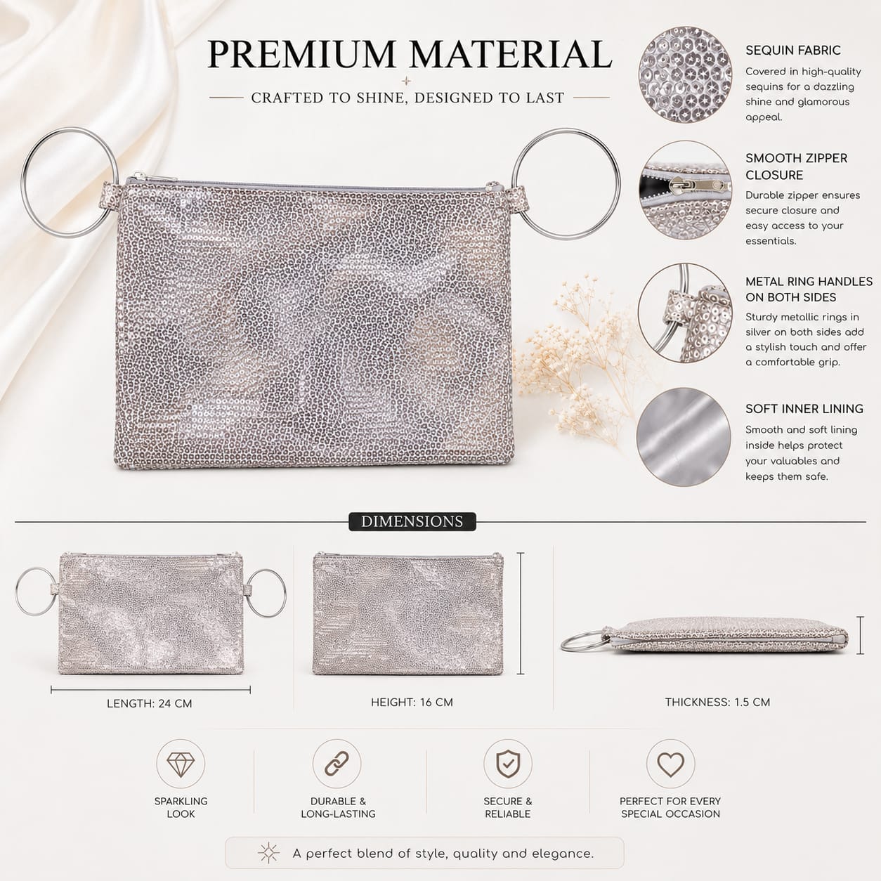 Silver Sequin  Bag