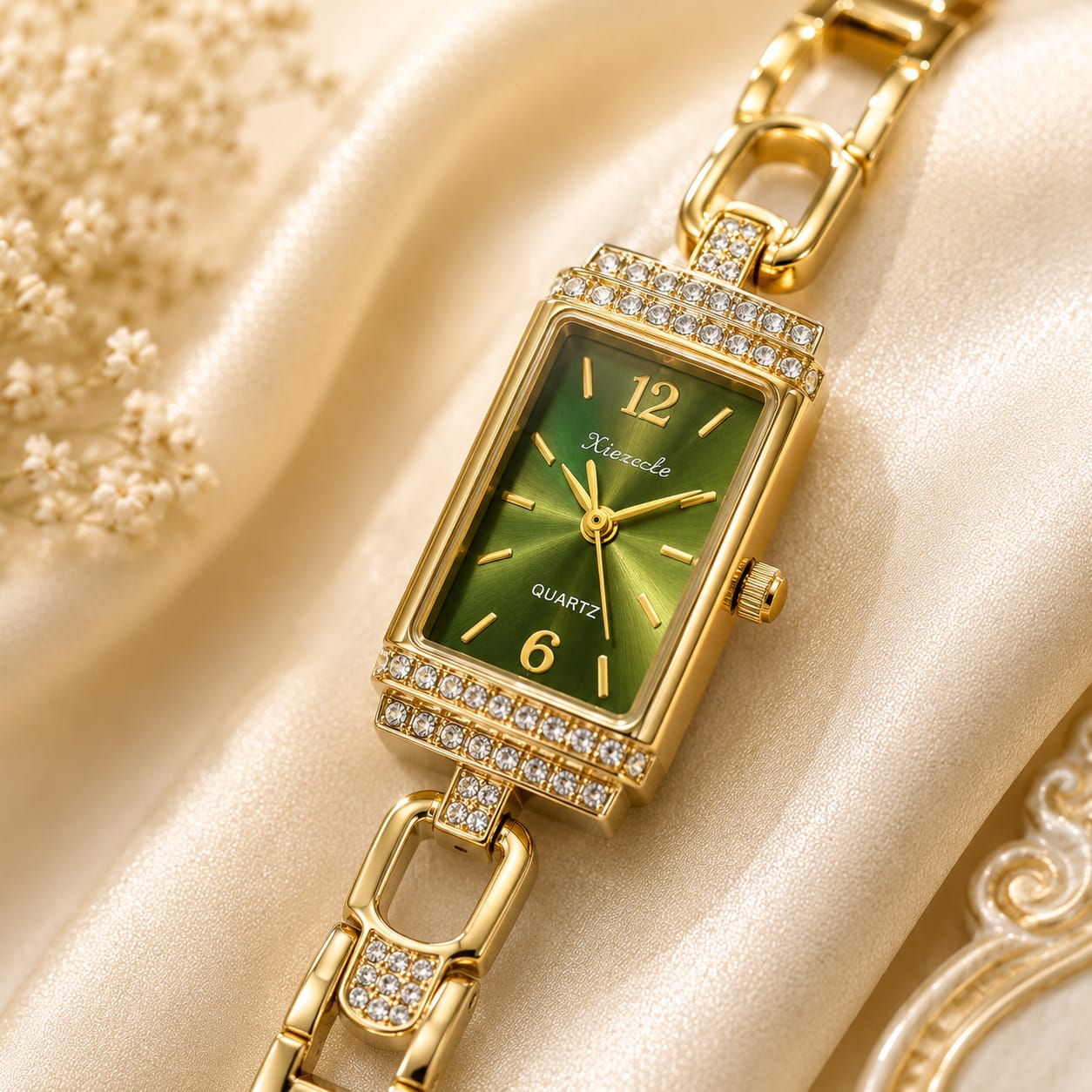 Vintage Emerald Green Rectanle Watch