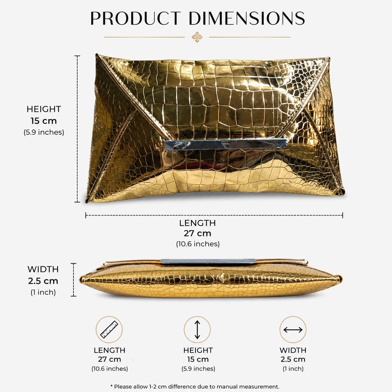 Crocodile Print Fashionable PU Clutch
