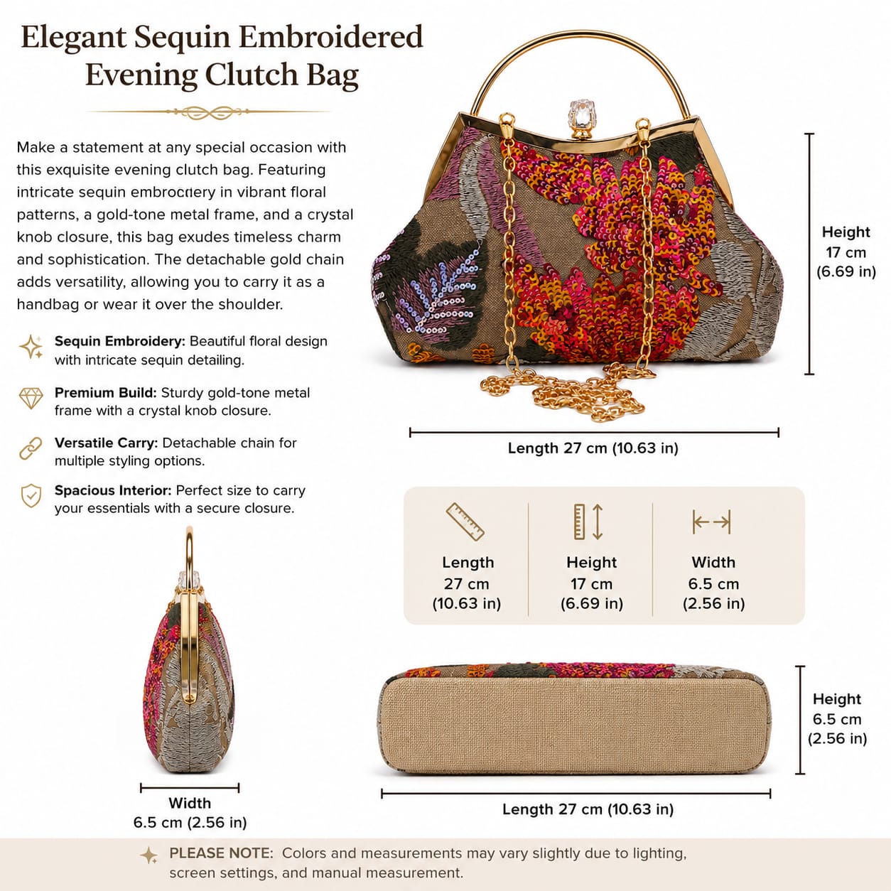 Embroidered Floral Tulle & Sequin Patchwork Retro chic Clutch Bag