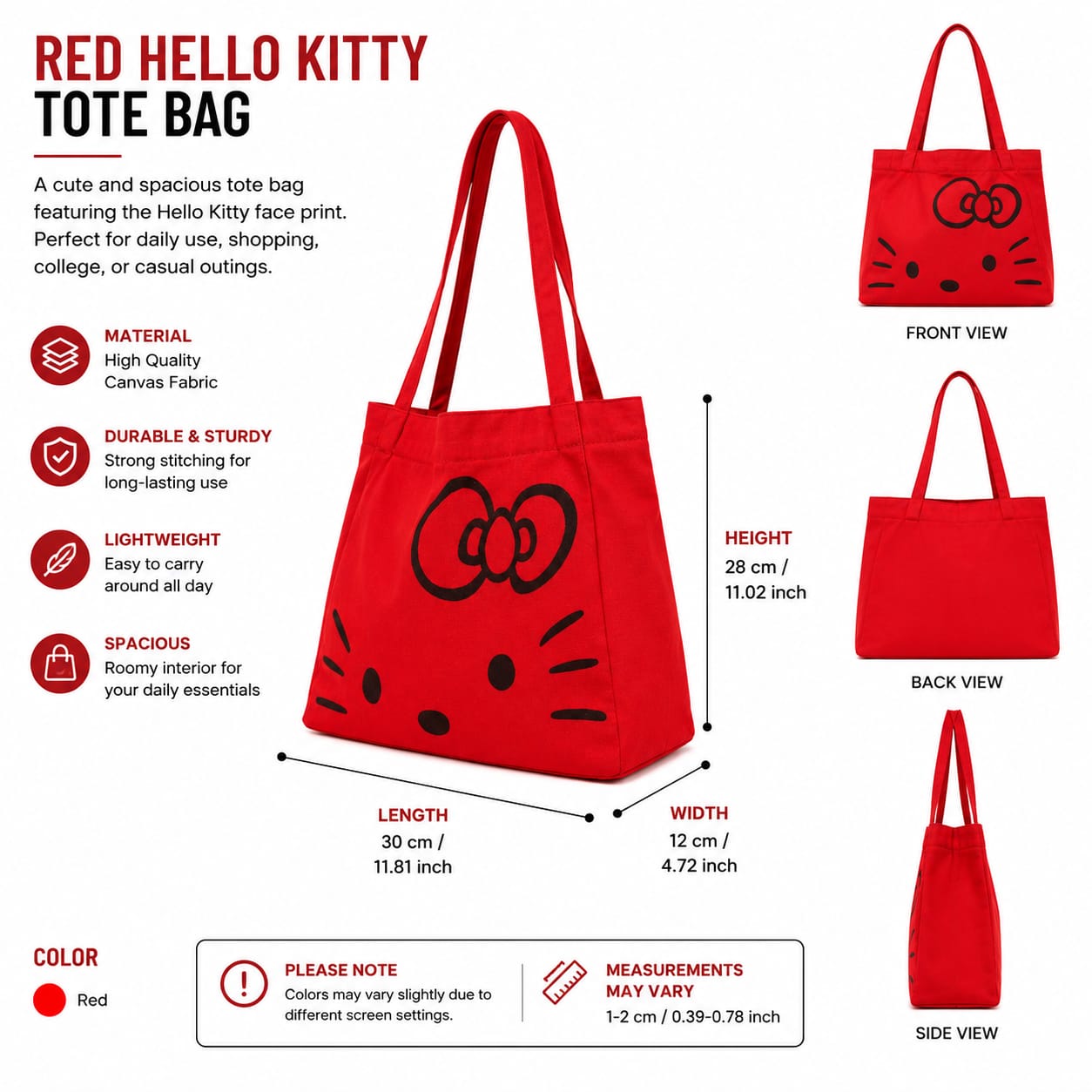 Hello Kitty Canvas Tote Bag