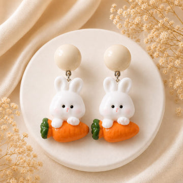 3D Cute Rabbit and Carrot Earrings