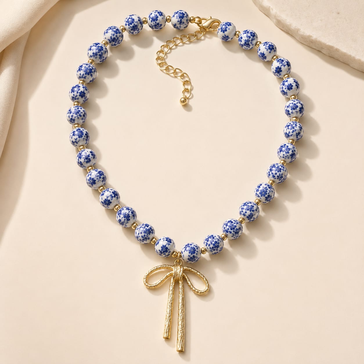 Handmade Ceremic Porcelain Bead Necklace